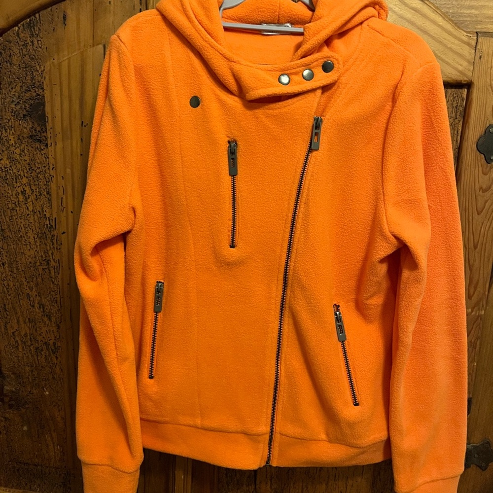 Vibrant Orange Teddy Jacket for Women